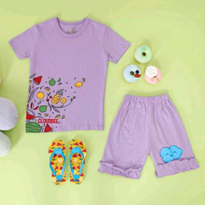 Set summer flip flop cloudbee setelan anak perempuan