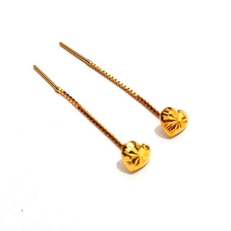 Anting Jarum Hati Variasi Koleksi Josean Elegant Emas Asli Kadar 700