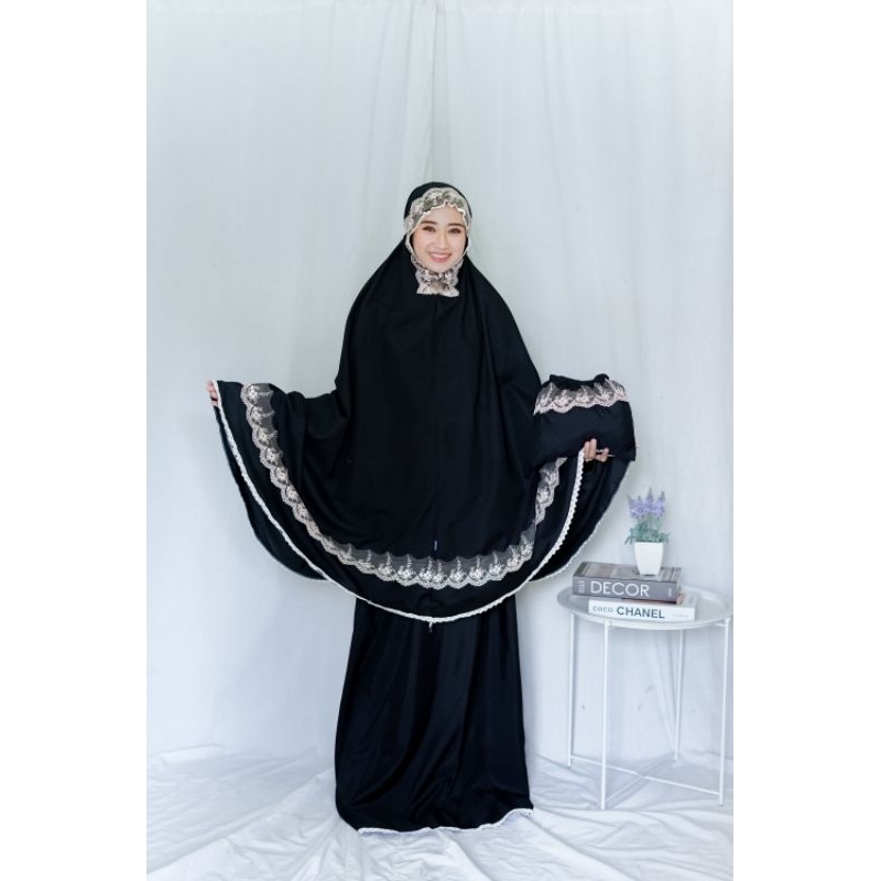 Mukena Dewasa Katun Mewah Traveling NAZWA Renda 2 Layer