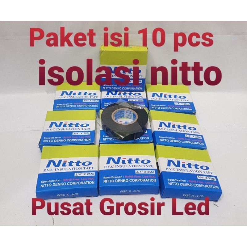Paket 10 Pcs Isolasi Listrik NITTO / 10 PCS Isolasi Listrik HOKI TAPE Tahan Panas