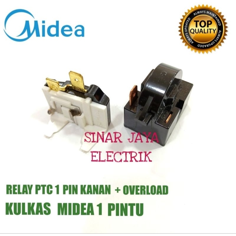 RELAY PTC 1 PIN KANAN + OVERLOUD KULKAS MIDEA 1 PINTU