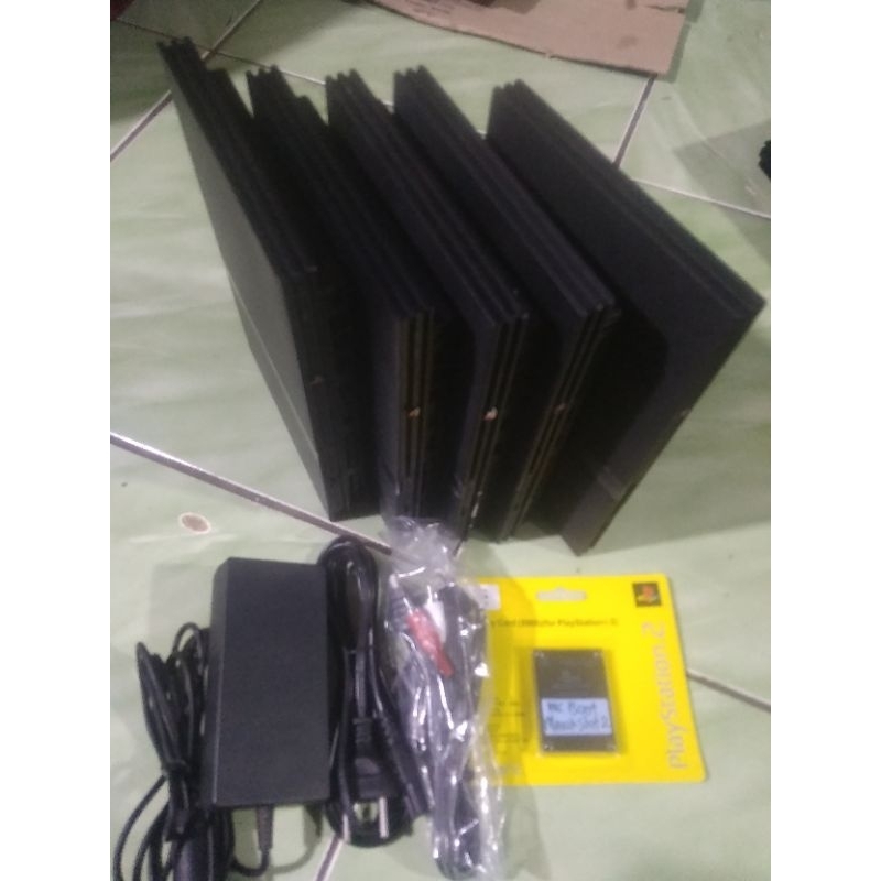 playstasion2 ps2 slim + mc boot + kabel video - power tinggang colok hardisk atau flashdisk normal g