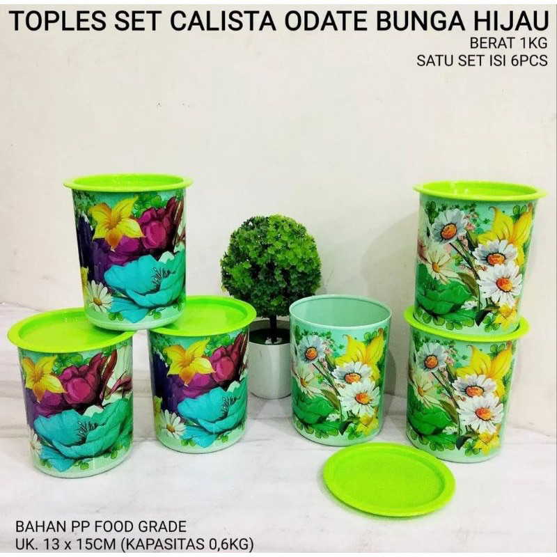 Toples Set Calista Odate Motif Bunga isi 6pcs Bahan Plastik