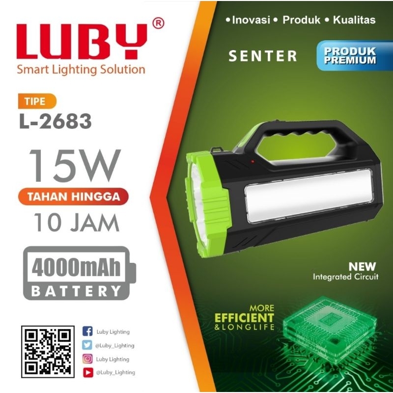 Senter LUBY Plus Emergency Lamp L 2683 - Rechargeable - Tahan 10 Jam