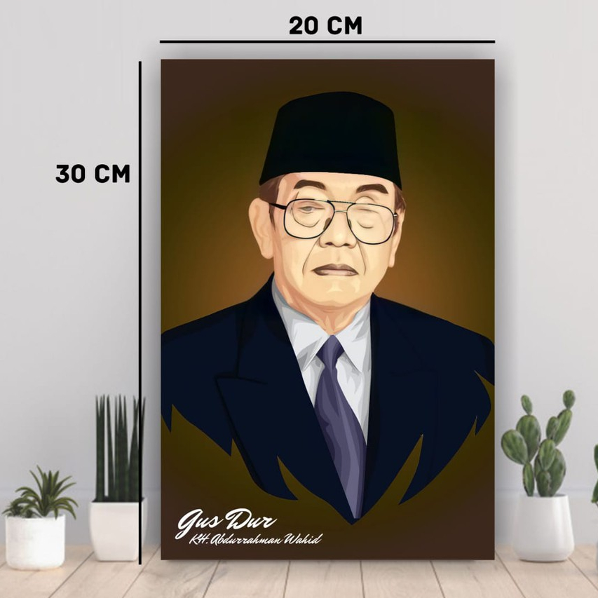 POSTER KAYU HIASAN DINDING FOTO GUS DUR-KH. ABDURRAHMAN WAHID