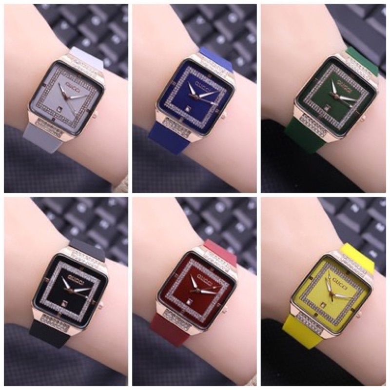 (Terima Cod)Jam Tangan Wanita Fashion GCC Kota Mata Tanggal Aktif Sergi Strap Rubber/Karet(Dikirim Jakarta)