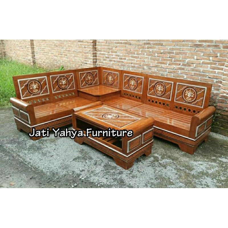 Kursi tamu sudut jati gelung