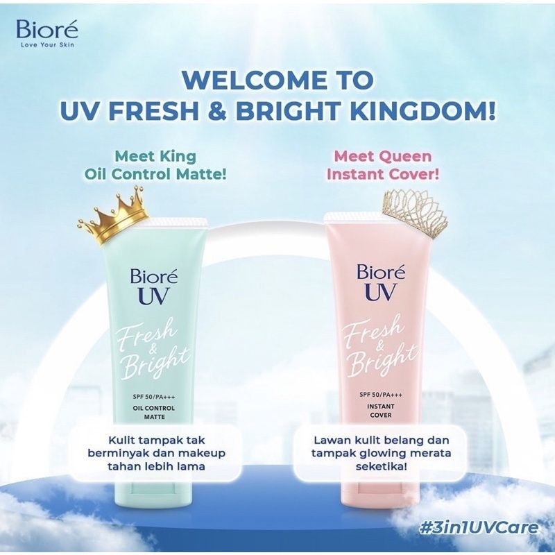 Biore UV Fresh &amp; Bright Watery Essence SPF 50+/PA+++ 50gr/15gr