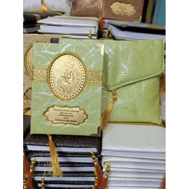 Cetak buku yasin kertas glosy paket dompet bahan kulit oscar