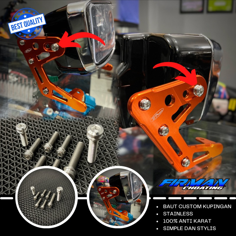 BAUT CUSTOM PROBOLT KUPINGAN LAMPU OVAL RX KING STENLIS STAINLES ANTI KARAT (Harga 8biji)