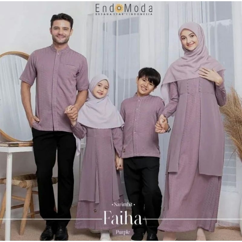Sarimbit Family Premium Faiha Purple by Endomoda|Gamis Busui|Dress Muslimah|Baju Lebaran|Sarimbit Te