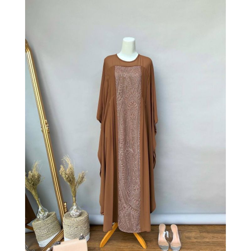 RB Evolvere - Kaftan Raya (Hanya Kaftan) Fashion Gamis Muslim Wanita Ceruti Baby Doll Mix Brukat AST