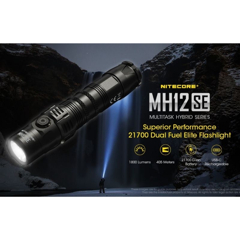 NITECORE Senter LED Compact Flashlight USB Rechargeable IP68 1800lm - MH12SE