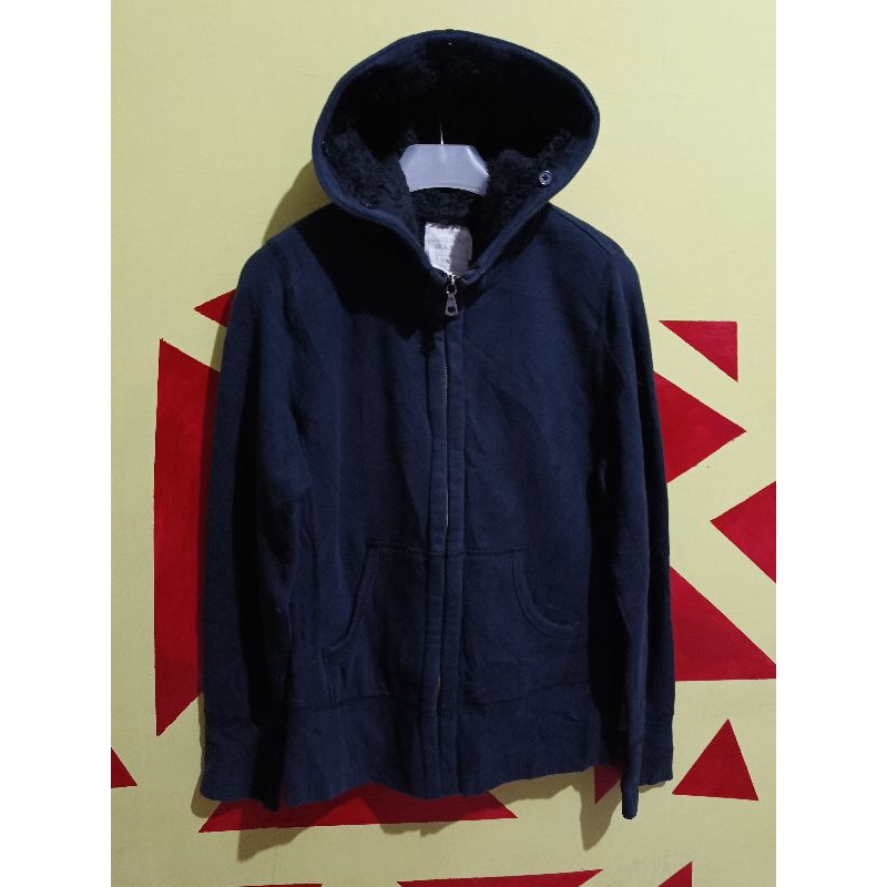 Jaket Hoodie branded Uniqlo original Navy