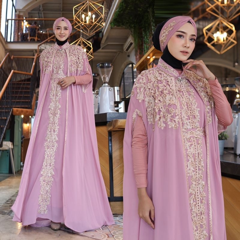 Kaftan Dewi Joda Bordir Payet Free Manset Gamis dan Ciput Original Butik