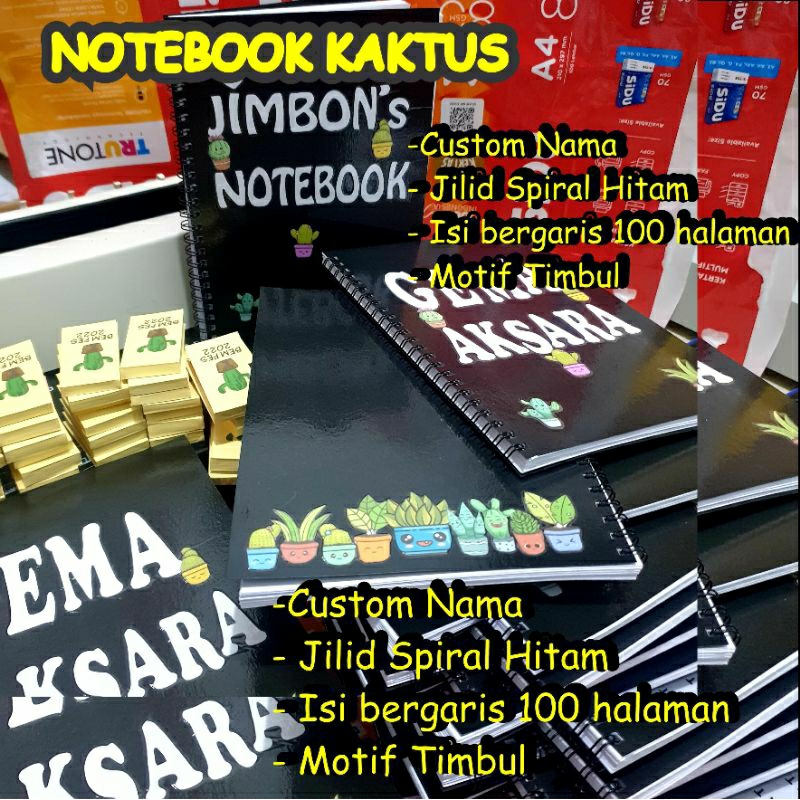 

notebook kaktus special custom nama motif timbul