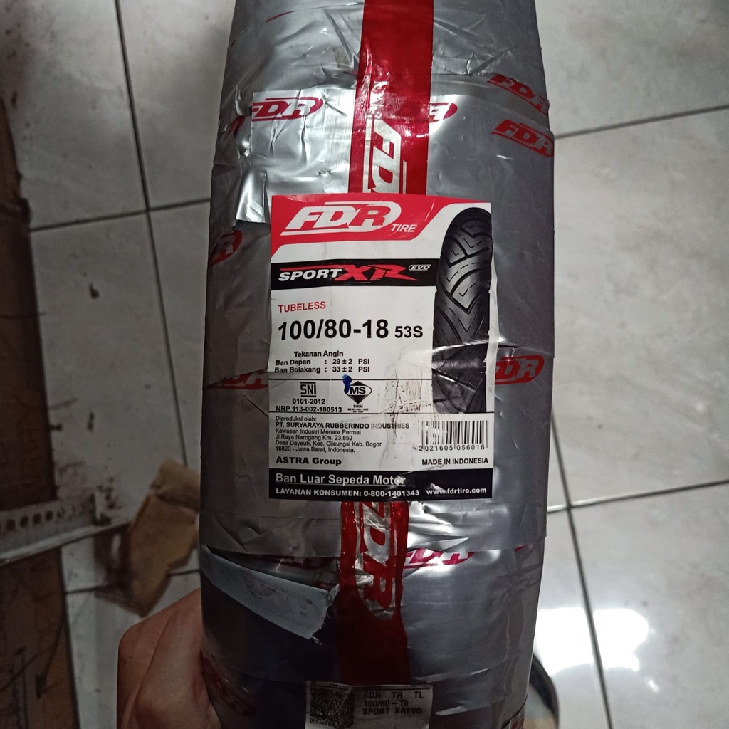 BAN LUAR MOTOR 100 80 RING 18 TYPE FDR SPORT XR TUBELESS