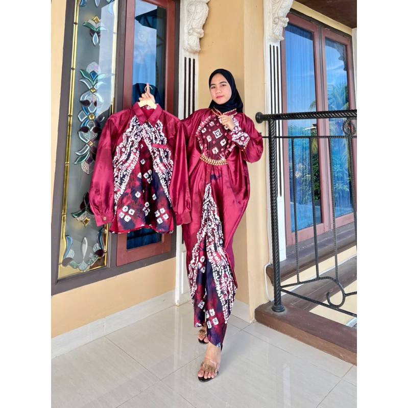 COUPLE KAFTAN JUMPUTAN PALEMBANG SUTRA SILK PRINTING