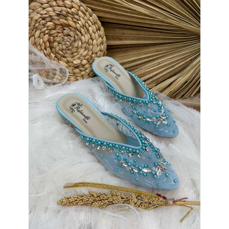 sepatu wanita amirra babyblue 3cm kaca