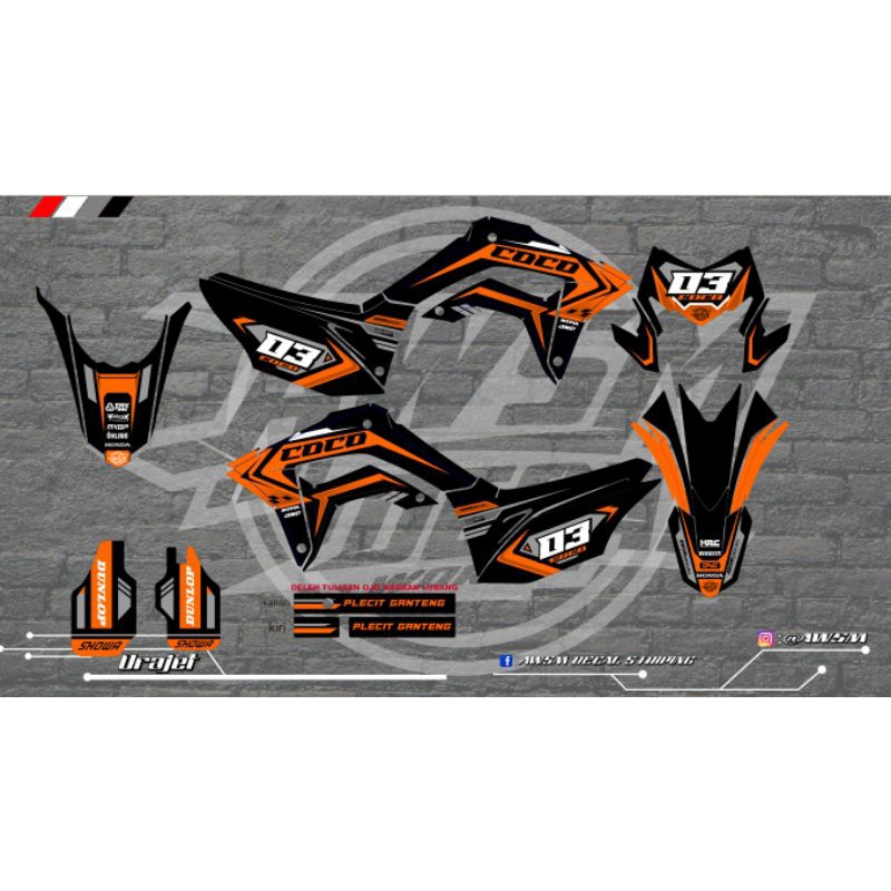 Decal crf hitam oranye doff
