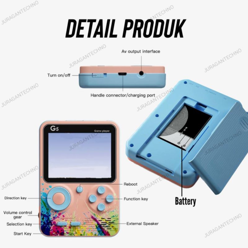 Gameboy G5 Game Boy Console Potable Mainan Anak 500 Games Retro Game Box Gamebox Berkualitas Single Player dan Dual Player Gamebot