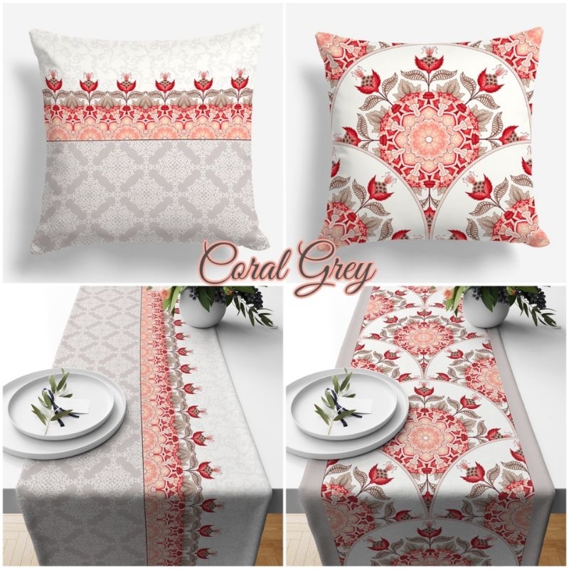 SARUNG BANTAL PRINT MOTIF CORAL GREY PRINT 40X40 DAN 50X50 CM