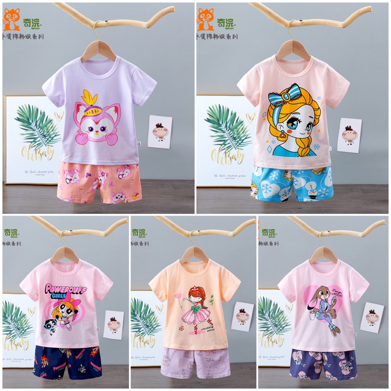 Setelan Anak Impor Ku Bao Pendek Girl 5