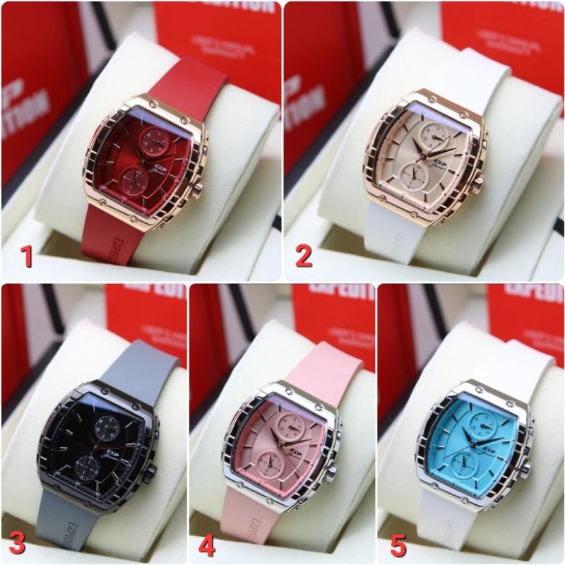 ORIGINAL GARANSI RESMI 1 TAHUN JAM TANGAN WANITA EXPEDITION ANALOG RUBBER STRAP ARLOJI WATCH CEWEK E