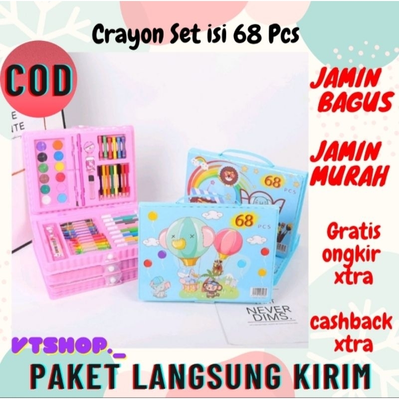 

V795 - Drawing Set 68Pcs Oil Pastel Crayon 68 IN 1 Set Krayon Mewarnai dan Melukis Lengkap dengan Cat Air Alat Mewarnai Anak Anak Bentuk Koper