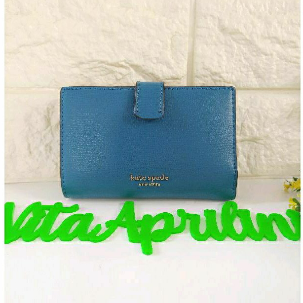 Dompet Wanita KATE SPADE Staci Compact Bifold Wallet Blue Leather Original