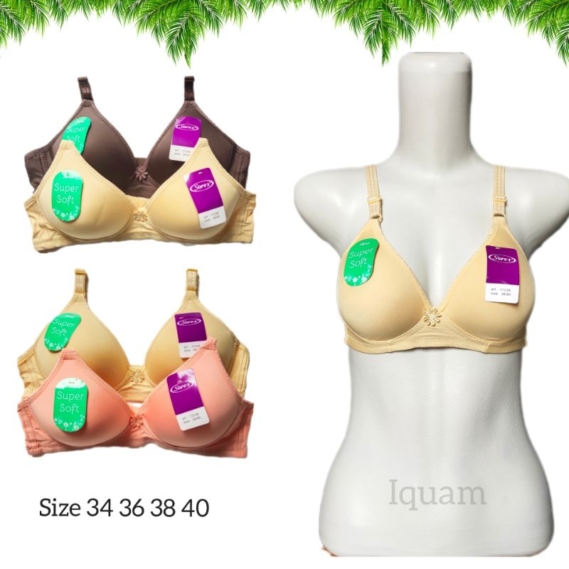 1 PCS Bh Bra Busa Sorex 17238 wanita Remaja Dewasa Ukuran Size 34 36 38 40 Tanpa kawat dan Busa