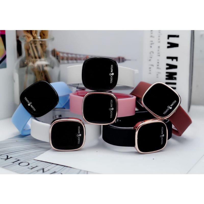 (Cod)Jam Tangan Wanita Led Watch Touch Scren Murah New Led Putih Digital Strap Rubber/Karet(Dikirim Jakarta)