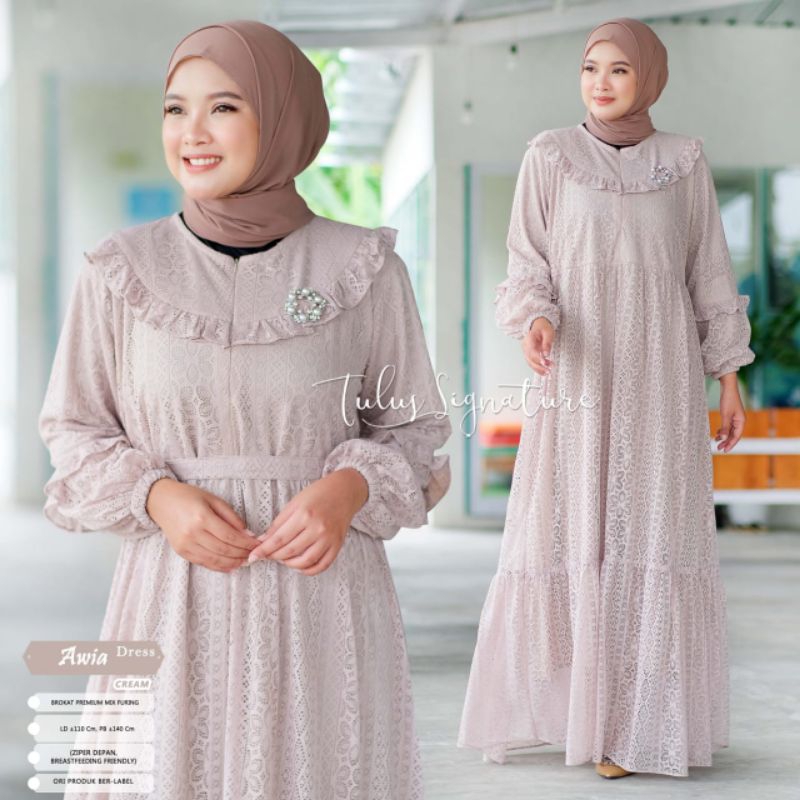 AWIA DRESS BY TULUS SIGNATURE / DRESS LEBARAN / gamis brokat busui