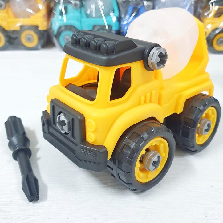 Mainan Anak DIY Assemble Truck Truk Rakit Konstruksi Mixer Molen BP8086