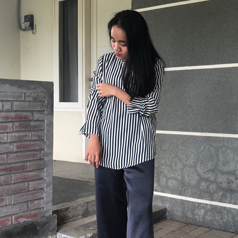 Defect Garis Jotol - Blouse Motif Garis - Blouse Lengan Panjang