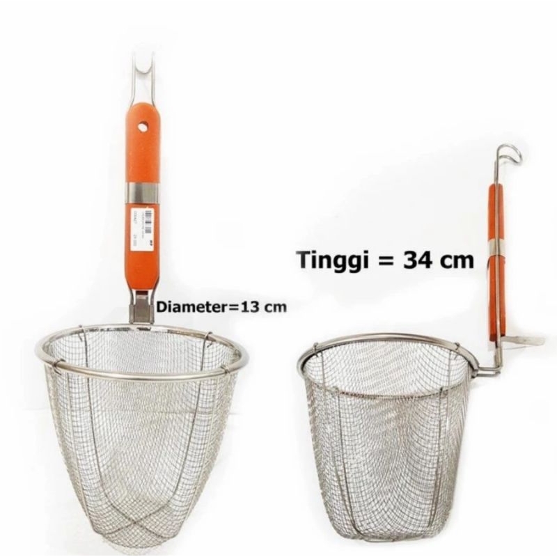 SARINGAN MIE AYAM 14CM gagang kayu PREMIUM / SEROK MIE AYAM BAKMIE RAMEN