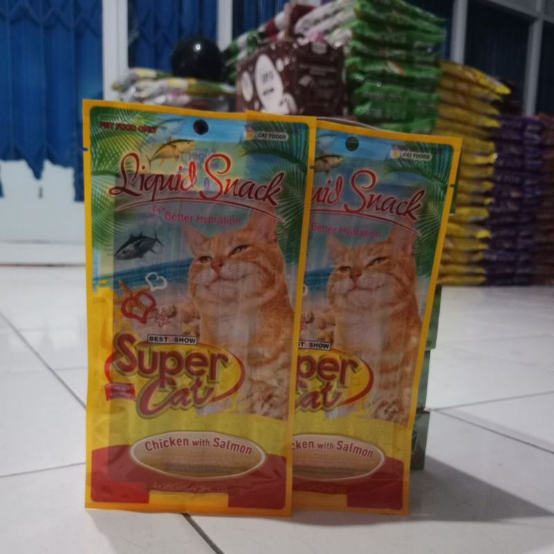 Supercat® Liquid Snack Chicken with Salmon 15gr-Snak kucing 15gr x 4pcs