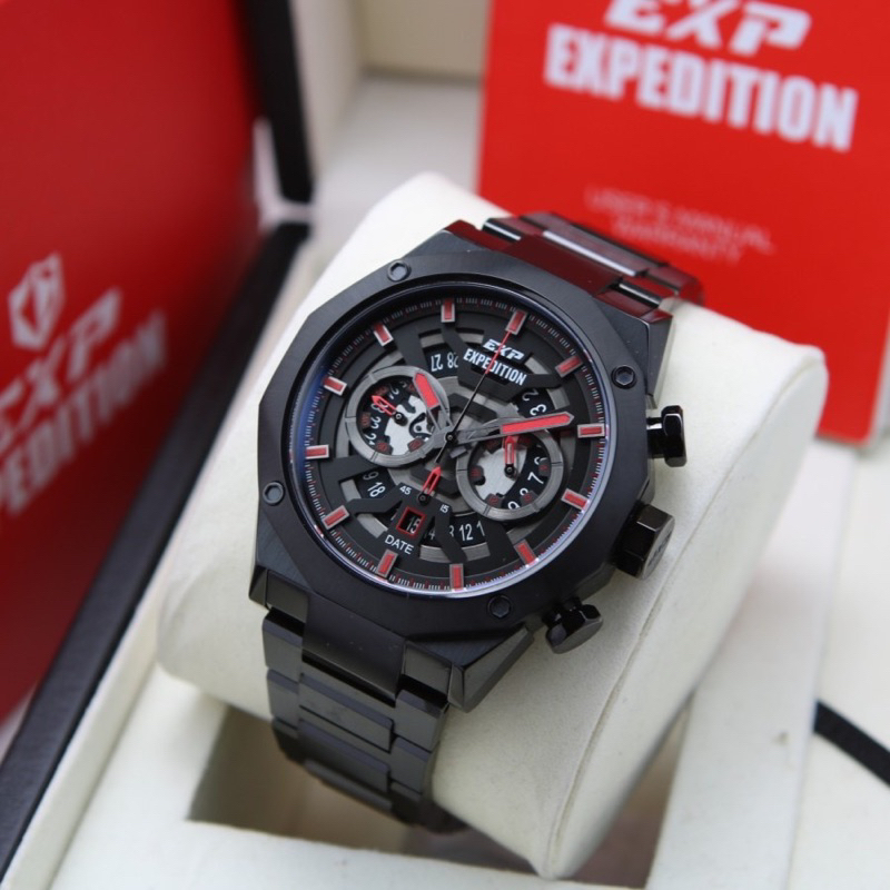 Jam tangan Expedition Exp 6834 original rantai stainless