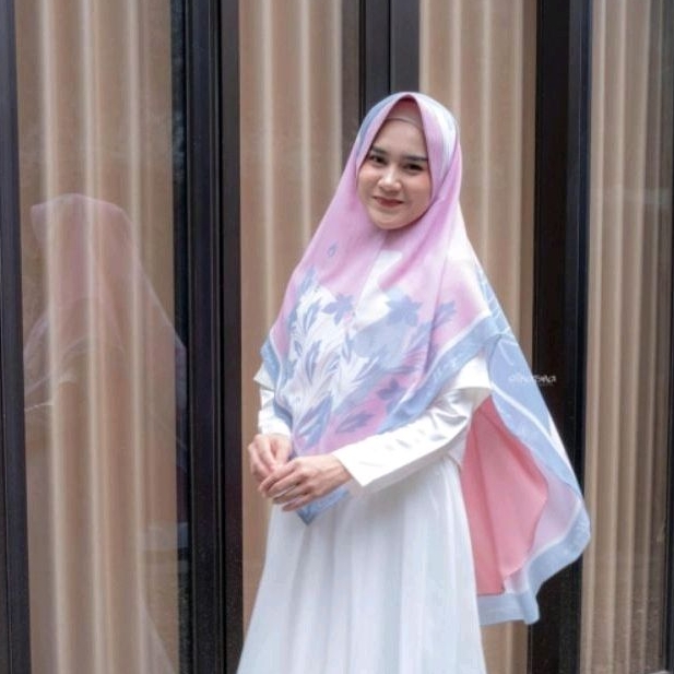 khimar jumbo Danira printing 2 layer by Elhasna Hijab