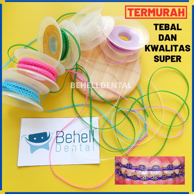 TEBAL KUAT KARET BEHEL POWER CHAIN 50CM ATAU 1/2 METER / KARET TARIK / KARET SAMBUNG RUBBER BAND Karet Kawat Braces Dental Ortho BRACKET GIGI MOTIF - Ligature Tie Ties SUPER - BEHELLDENTAL