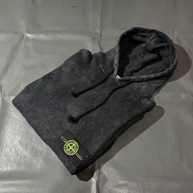 -HYPECASUAL- HOODIE PREMIUM STONE ISLAND WASHED FULL TAG LABEL