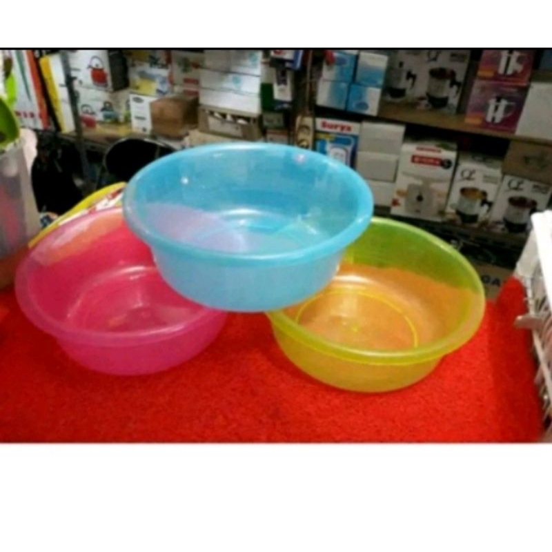 Baskom plastik transparan kmp 12inch besek /baskom serbaguna kmp mutiara