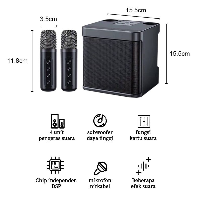 YS-203 Voice Change Karaoke Speaker Bluetooth for Mobile Phone Mic double Pengantian Efek Suara Microphone wireless Profesional Super Bass