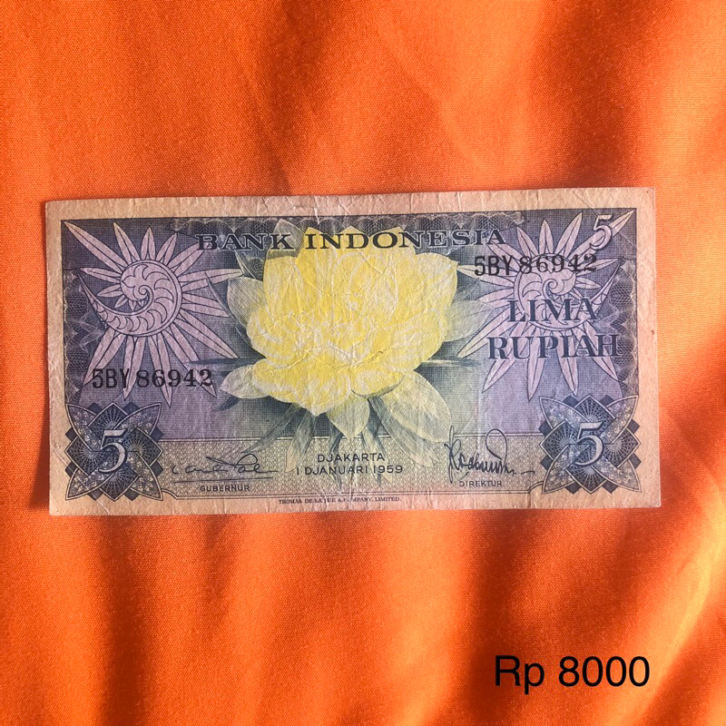 Uang kertas kuno 5 rupiah th1959
