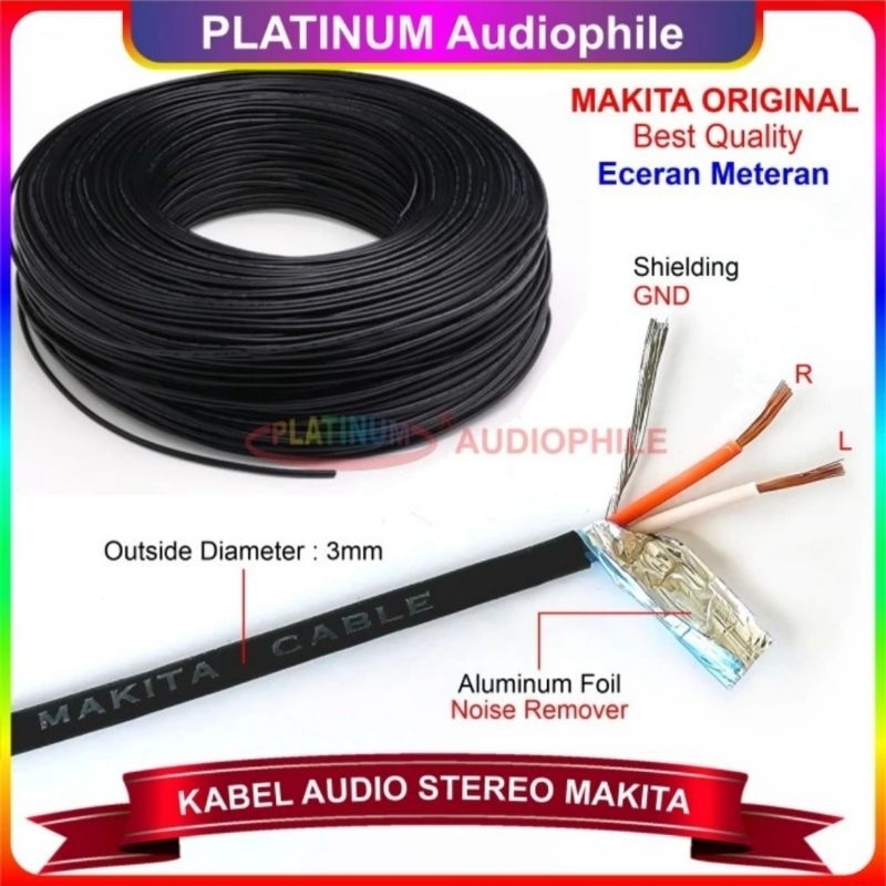 Kabel Audio Stereo Input AUX Headphone Kabel Head Skerem Meteran Makita
