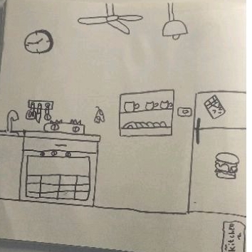 

gambar kitchen belum diwarnai dan living room sudah diwarnai