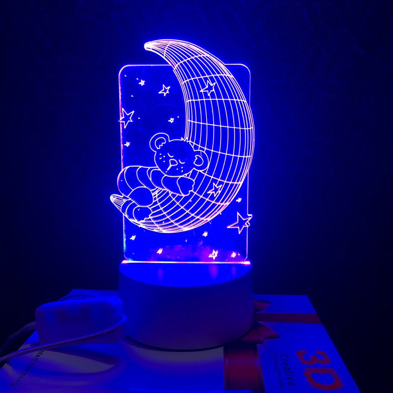 [BULAN BEAR] LAMPU HIAS KAMAR TIDUR Akrilik 3D ~ LAMPU TIDUR LED 3D AESTHETIC