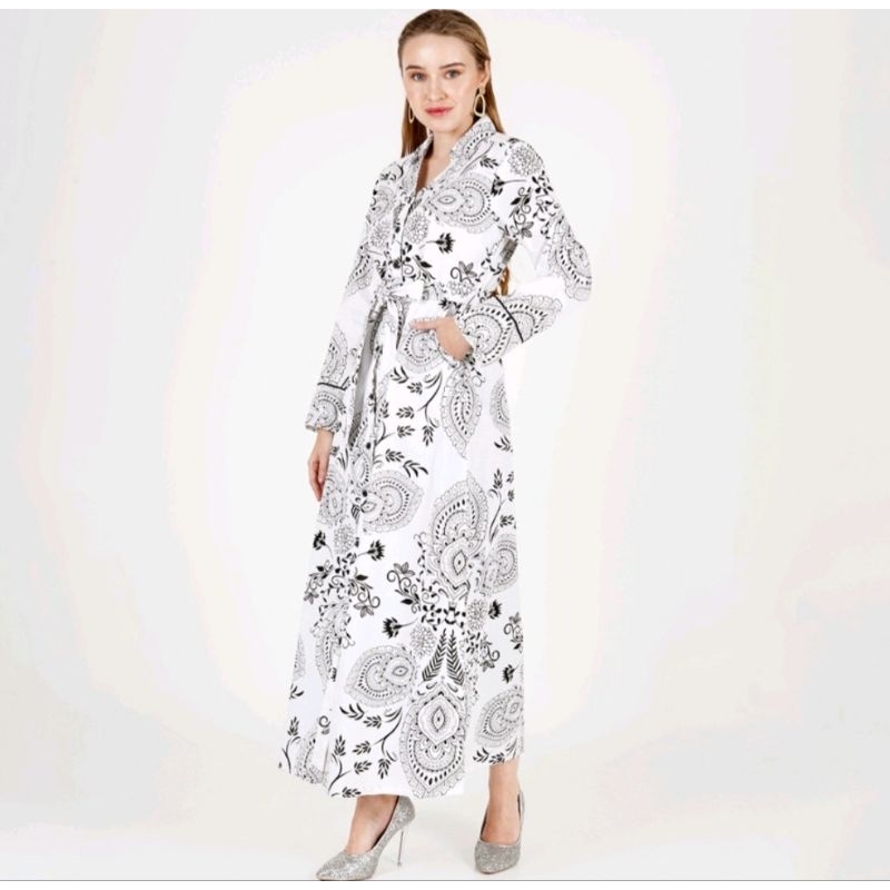 Novel Mice - Gamis Batik White Black