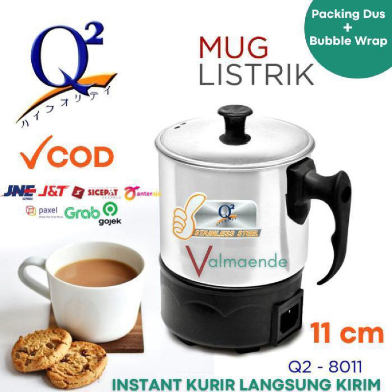 Mug Listrik Teko Listrik Panci Listrik Q2 Stainless Steel 1.500ml Pemanas Air Teko Masak Air Panci Rebus