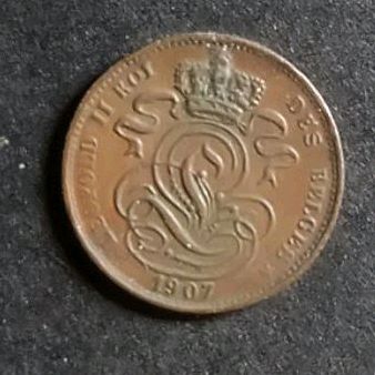 Uang Kuno Koin Belgia 1Cent 1907 Leopold II